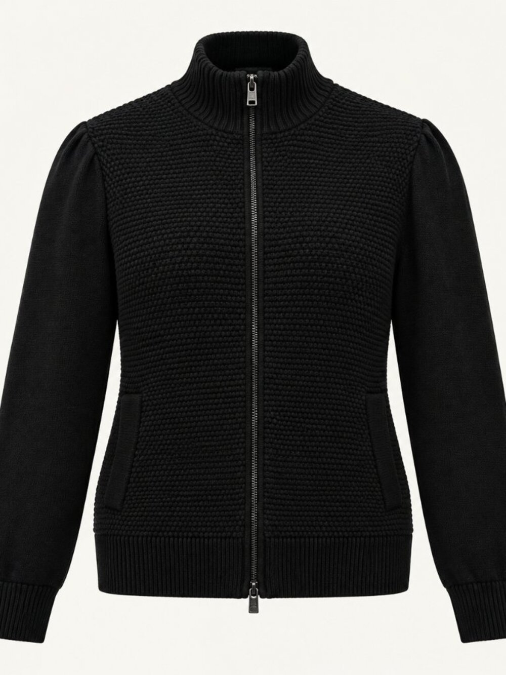The BC Clothing Co. Cozy Black Textured Knit Full-Zip Jacket, Large